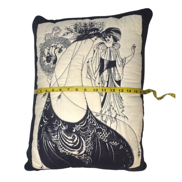 Vintage Aubrey Beardsley The Peacock Skirt Print Throw Pillow Quilted - Picture 5 of 10